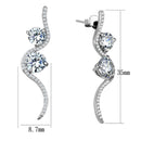 Silver Drop Earrings TS441 Rhodium 925 Sterling Silver Earrings with CZ