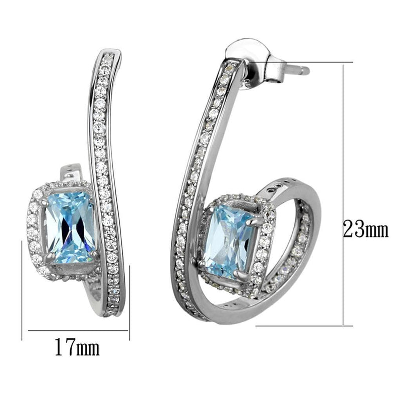 Silver Drop Earrings TS442 Rhodium 925 Sterling Silver Earrings with CZ