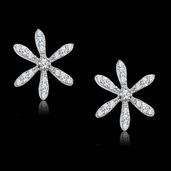 Silver Earrings Silver Drop Earrings TS444 Rhodium 925 Sterling Silver Earrings with CZ Alamode Fashion Jewelry Outlet