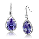 Silver Drop Earrings TS477 Rhodium 925 Sterling Silver Earrings with CZ