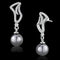 Silver Drop Earrings TS479 Rhodium 925 Sterling Silver Earrings with Synthetic