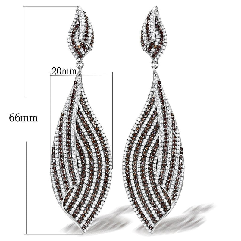 Silver Earrings TS033 Rhodium 925 Sterling Silver Earrings with Assorted