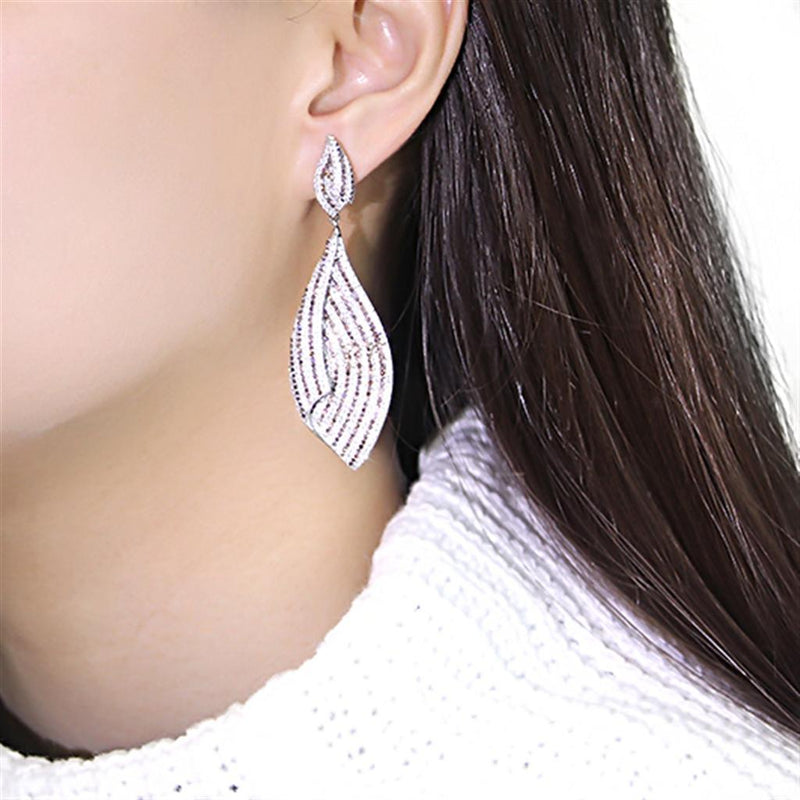 Silver Earrings TS033 Rhodium 925 Sterling Silver Earrings with Assorted