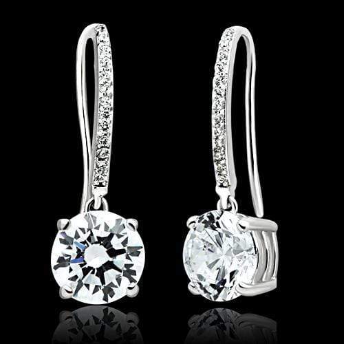 Silver Earrings Silver Earrings TS052 Rhodium 925 Sterling Silver Earrings with CZ Alamode Fashion Jewelry Outlet