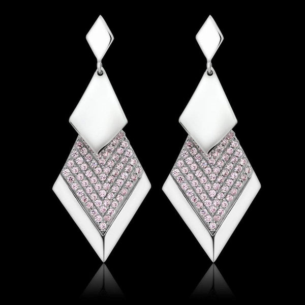 Silver Earrings TS053 Rhodium 925 Sterling Silver Earrings with CZ