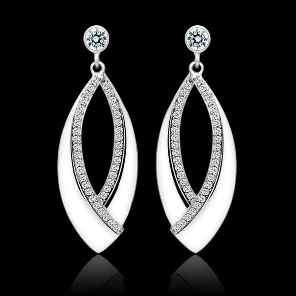 Silver Earrings TS054 Rhodium 925 Sterling Silver Earrings with CZ