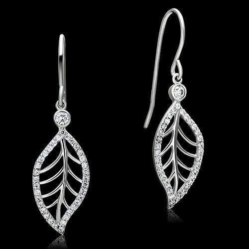 Silver Earrings Silver Earrings TS068 Rhodium 925 Sterling Silver Earrings with CZ Alamode Fashion Jewelry Outlet