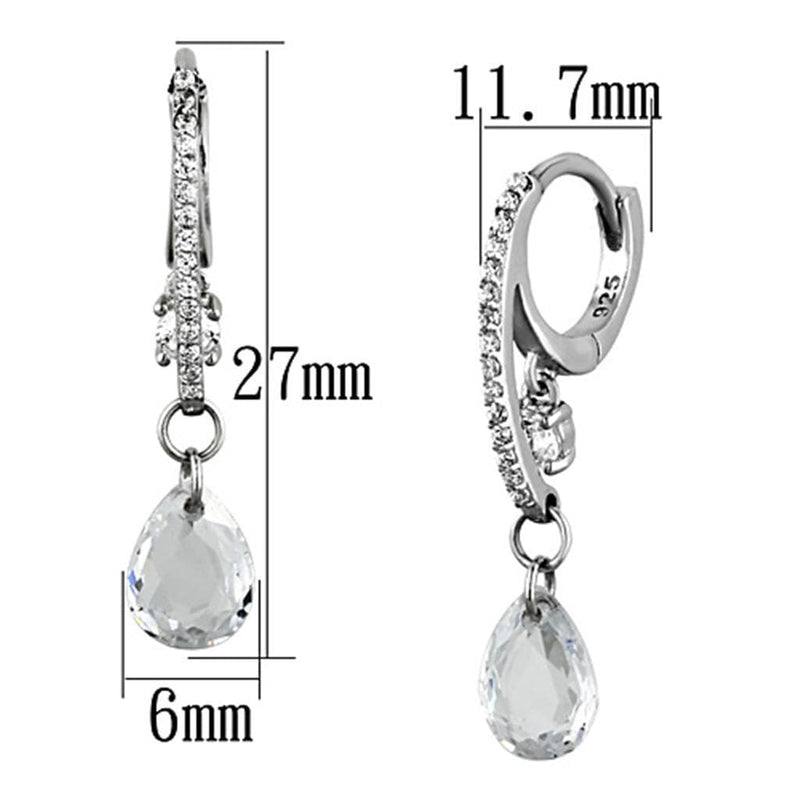 Silver Earrings Silver Earrings TS159 Rhodium 925 Sterling Silver Earrings with CZ Alamode Fashion Jewelry Outlet