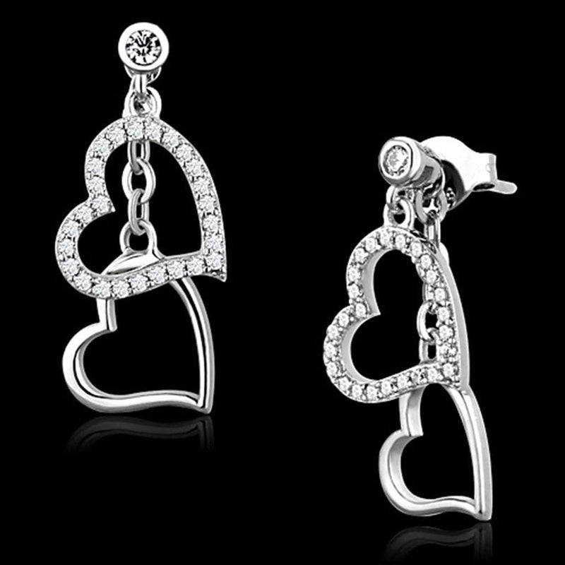 Silver Earrings TS160 Rhodium 925 Sterling Silver Earrings with CZ