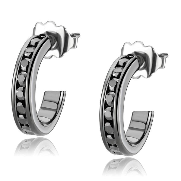Silver Hoop Earrings 3W1141 Brass Earrings with Top Grade Crystal
