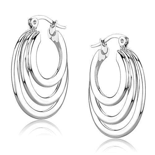Silver Hoop Earrings 3W1394 Rhodium Brass Earrings
