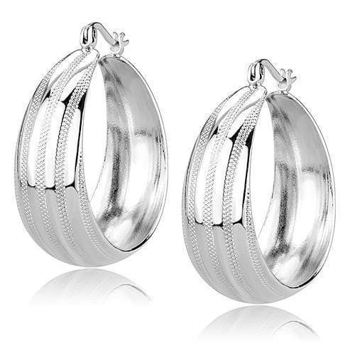 Silver Hoop Earrings 3W1396 Rhodium Brass Earrings