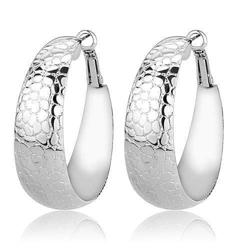 Silver Hoop Earrings 3W1397 Rhodium Brass Earrings