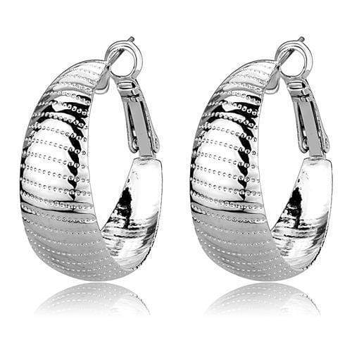 Silver Hoop Earrings 3W1399 Rhodium Brass Earrings