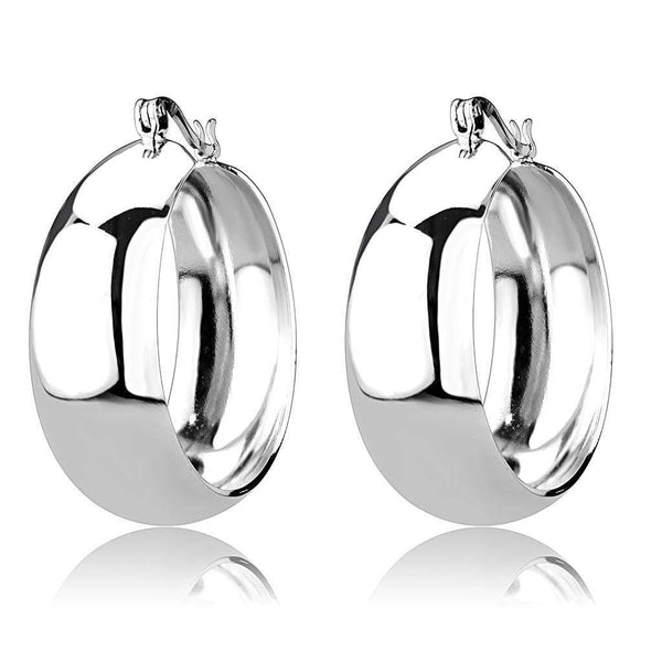 Silver Hoop Earrings 3W1400 Rhodium Brass Earrings