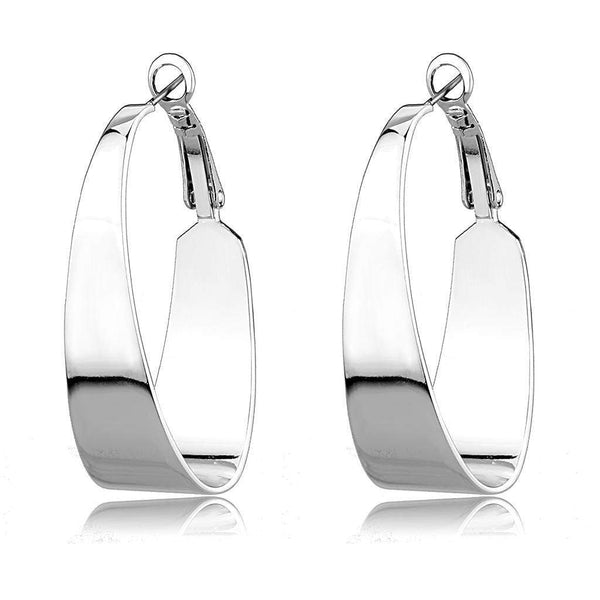 Silver Hoop Earrings 3W1403 Rhodium Brass Earrings