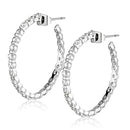 Silver Hoop Earrings 3W370 Rhodium Brass Earrings with AAA Grade CZ