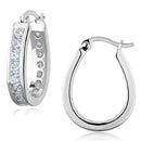 Silver Hoop Earrings 3W625 Rhodium Brass Earrings with AAA Grade CZ