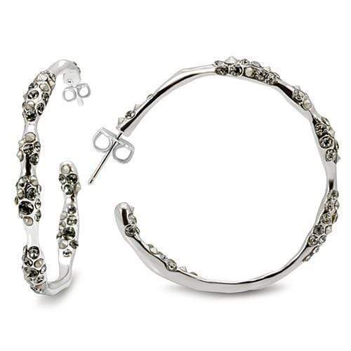 Silver Earrings Silver Hoop Earrings LO1857 Rhodium Brass Earrings with Top Grade Crystal Alamode Fashion Jewelry Outlet