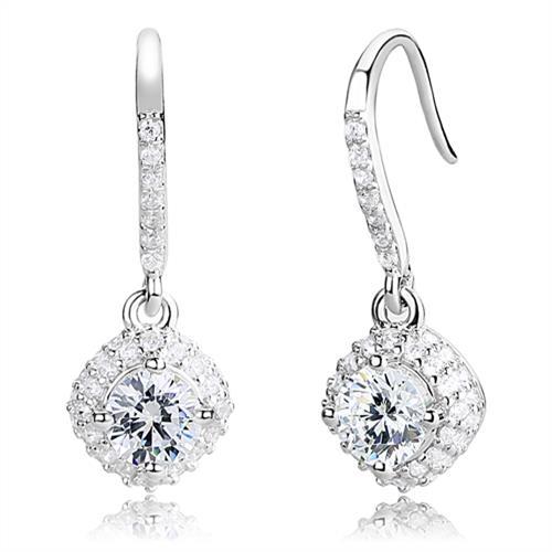 Silver Stud Earrings 3W1372 Rhodium 925 Sterling Silver Earrings with CZ