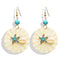 Silver Earrings Simple Contrast Color Bohemian Style Starfish Wooden Drop Earrings TIY