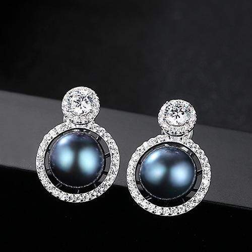 Silver Earrings Simple Lady Hollow Round Design Luxury Silver Pearl Earrings TIY