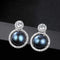 Silver Earrings Simple Lady Hollow Round Design Luxury Silver Pearl Earrings TIY