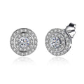Silver Earrings Simple Shiny Zircon Three Circles Plate Sterling Silver Stud Earrings TIY