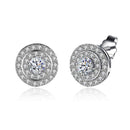 Silver Earrings Simple Shiny Zircon Three Circles Plate Sterling Silver Stud Earrings TIY
