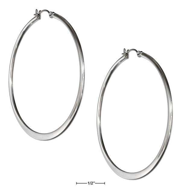 Silver Earrings Stainless Steel 55MM Flat Bottom Hoop Earrings With French Locks JadeMoghul Inc.