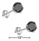 Silver Earrings STAINLESS STEEL 6MM ROUND BLACK CUBIC ZIRCONIA POST EARRINGS JadeMoghul