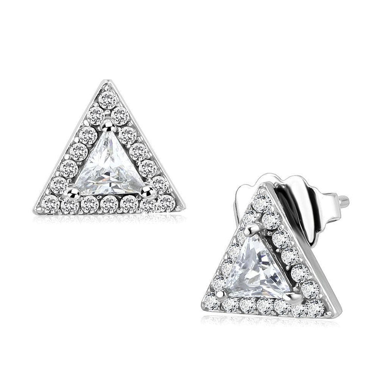 Silver Earrings Statement Earrings DA327 No Plating Stainless Steel Earrings with CZ Alamode Fashion Jewelry Outlet