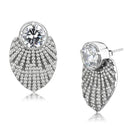 Silver Earrings Statement Earrings DA331 No Plating Stainless Steel Earrings with CZ Alamode Fashion Jewelry Outlet