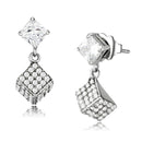 Silver Earrings Statement Earrings DA332 No Plating Stainless Steel Earrings with CZ Alamode Fashion Jewelry Outlet