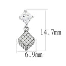 Silver Earrings Statement Earrings DA332 No Plating Stainless Steel Earrings with CZ Alamode Fashion Jewelry Outlet