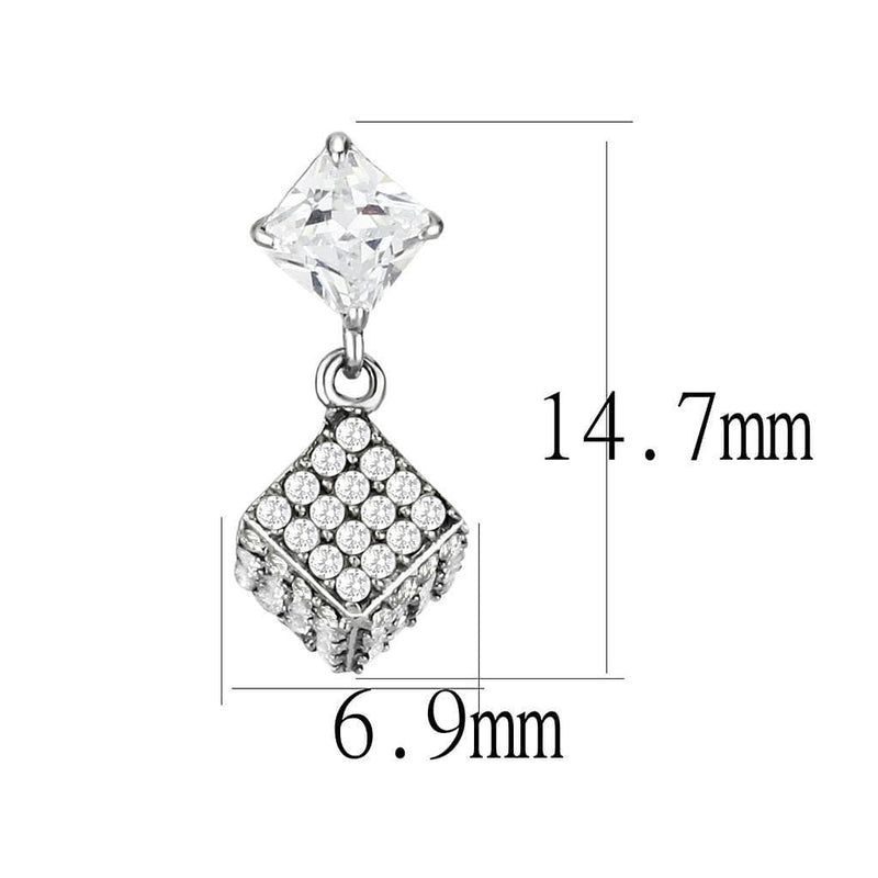 Silver Earrings Statement Earrings DA332 No Plating Stainless Steel Earrings with CZ Alamode Fashion Jewelry Outlet