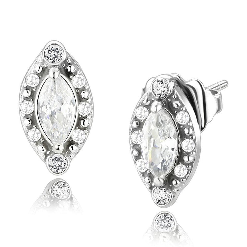 Silver Earrings Statement Earrings DA368 Stainless Steel Earrings with AAA Grade CZ Alamode Fashion Jewelry Outlet