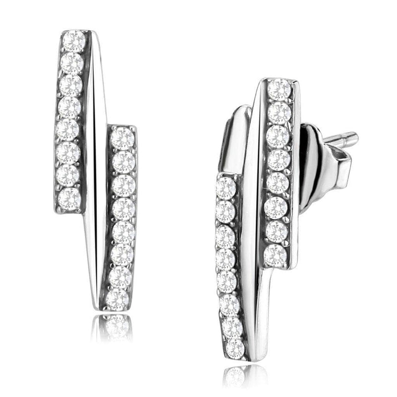 Silver Earrings Statement Earrings DA369 Stainless Steel Earrings with AAA Grade CZ Alamode Fashion Jewelry Outlet