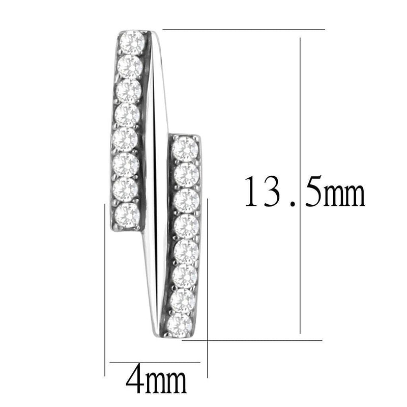 Silver Earrings Statement Earrings DA369 Stainless Steel Earrings with AAA Grade CZ Alamode Fashion Jewelry Outlet