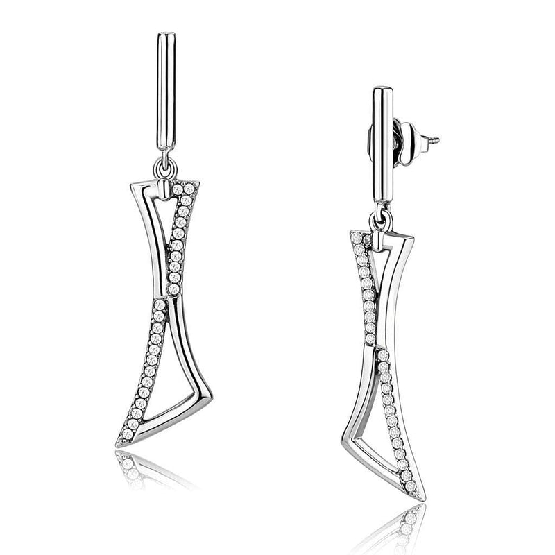 Silver Earrings Statement Earrings DA372 Stainless Steel Earrings with AAA Grade CZ Alamode Fashion Jewelry Outlet