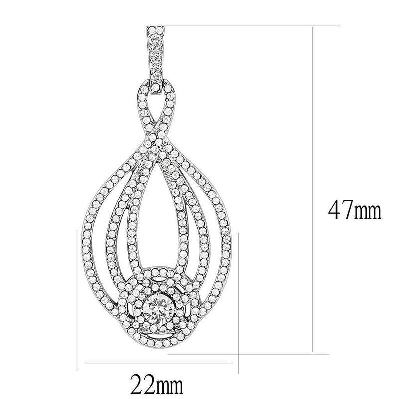 Silver Earrings Statement Earrings DA374 Stainless Steel Earrings with AAA Grade CZ Alamode Fashion Jewelry Outlet