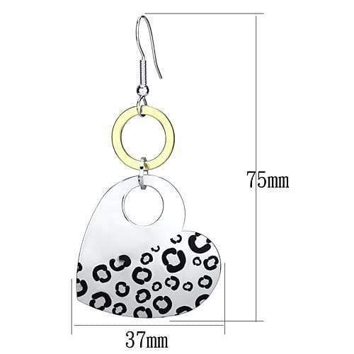 Statement Earrings LO2700 Reverse Two-Tone Iron Earrings with Epoxy