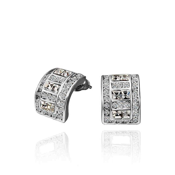 Silver Earrings Statement Graceful Rhinestone Silver Stud Earrings TIY