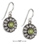 Silver Earrings Sterling Silver 14MM Antiqued Daisy Peridot Earrings On French Wires JadeMoghul Inc.