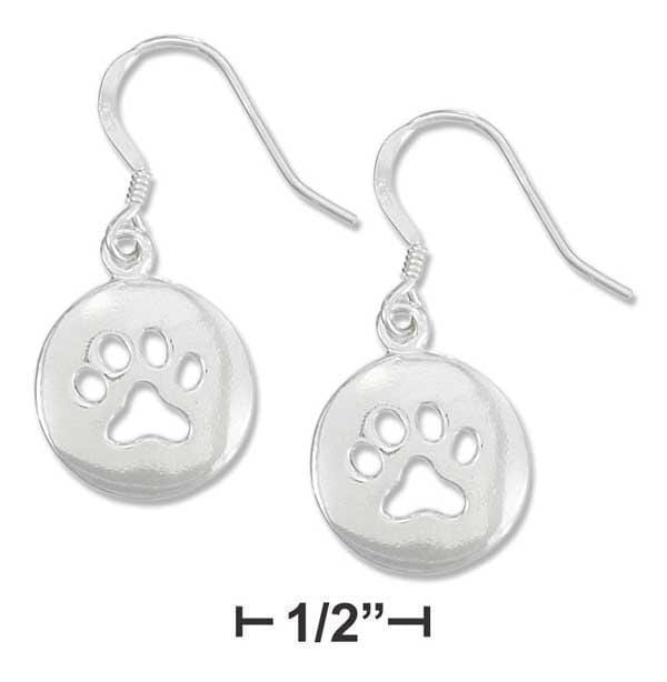 Silver Earrings Sterling Silver 15MM Disk With Paw Print Earrings JadeMoghul Inc.