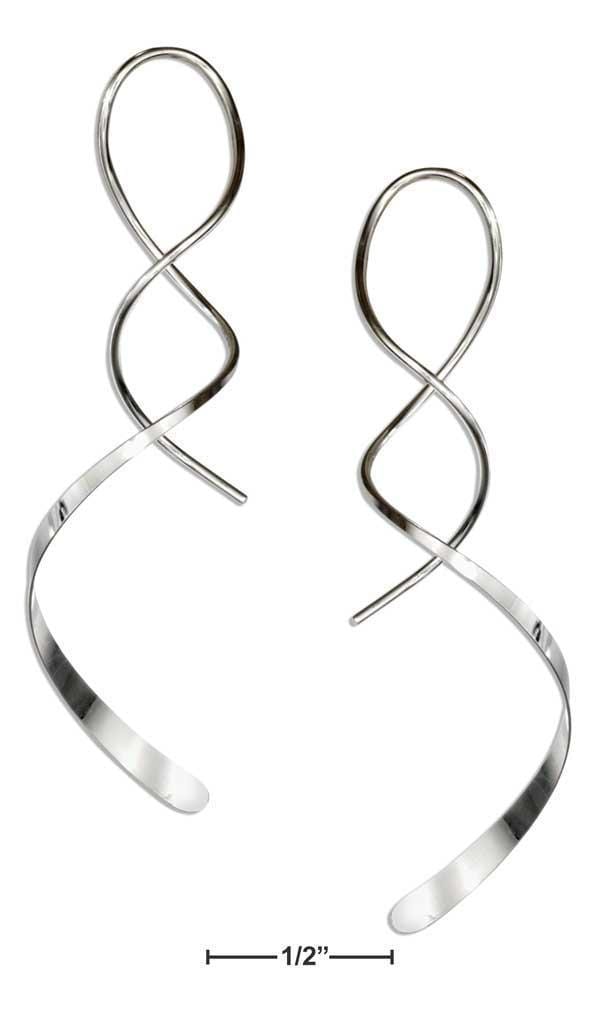 Silver Earrings Sterling Silver 2" Spiral Streamer Curly Wire Earrings JadeMoghul Inc.