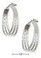 Silver Earrings Sterling Silver 20MM Textured Three Wire Hoop Earrings JadeMoghul Inc.