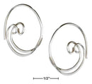 Silver Earrings Sterling Silver 24MM Double Spiral Threader Wire Hoop Earrings JadeMoghul Inc.