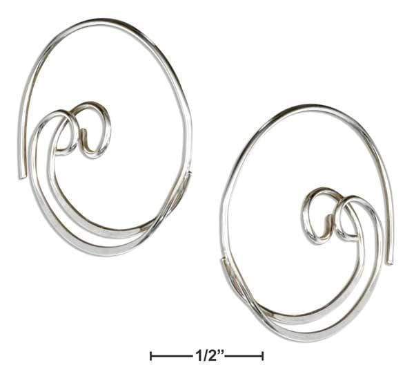 Silver Earrings Sterling Silver 24MM Double Spiral Threader Wire Hoop Earrings JadeMoghul Inc.