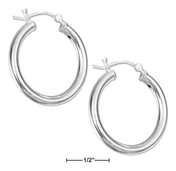 Silver Earrings Sterling Silver 25MM Tubular Hoop Earrings With French Locks JadeMoghul Inc.